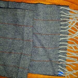 Lightweight warm wool gray pinstripe scarf 12x66